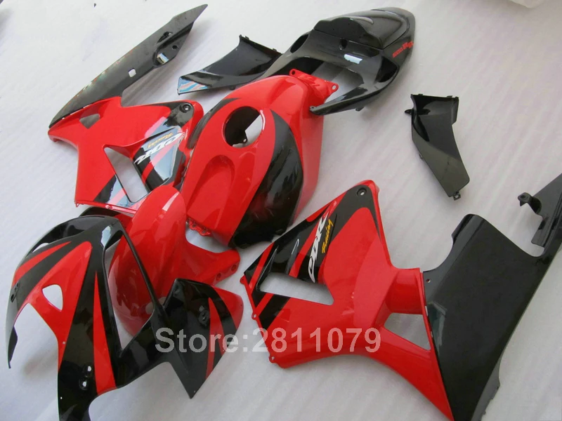 Литье под давлением 100% подходит для Honda CBR600RR 05 06 красный черный Обтекатели набор