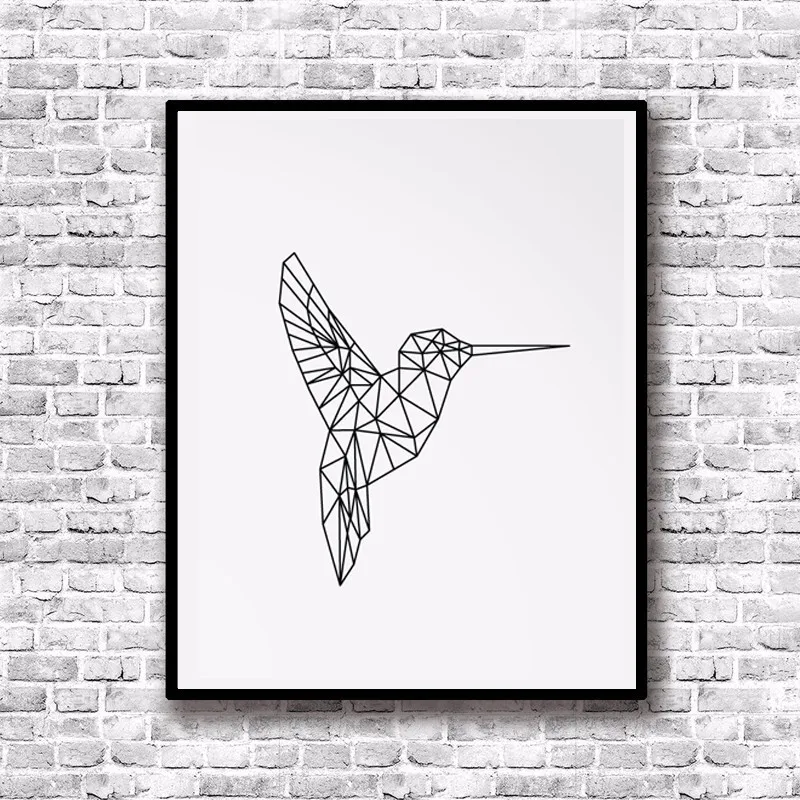 Абстрактные Геометрические линии животных настенная живопись на холсте