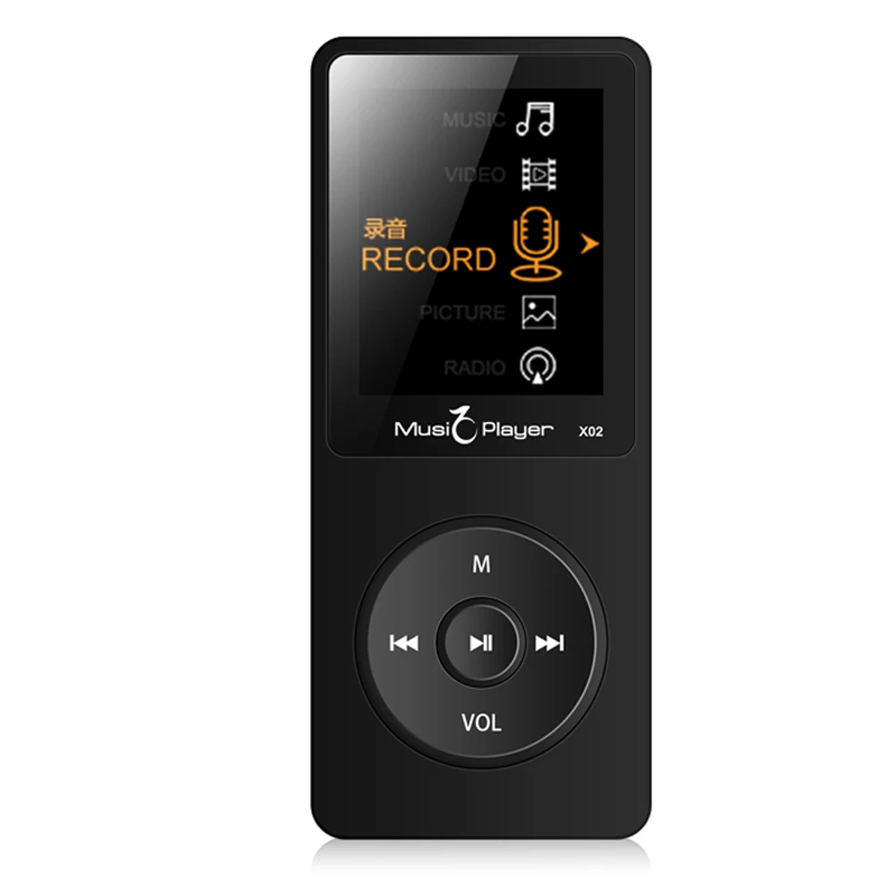 IQQ X02 MP3 музыкальный плеер с динамиком английский язык слушать обучение без потерь качество звука поддержка 64 ГБ карта 80 часов MP3 HiFi плеер - Цвет: Черный