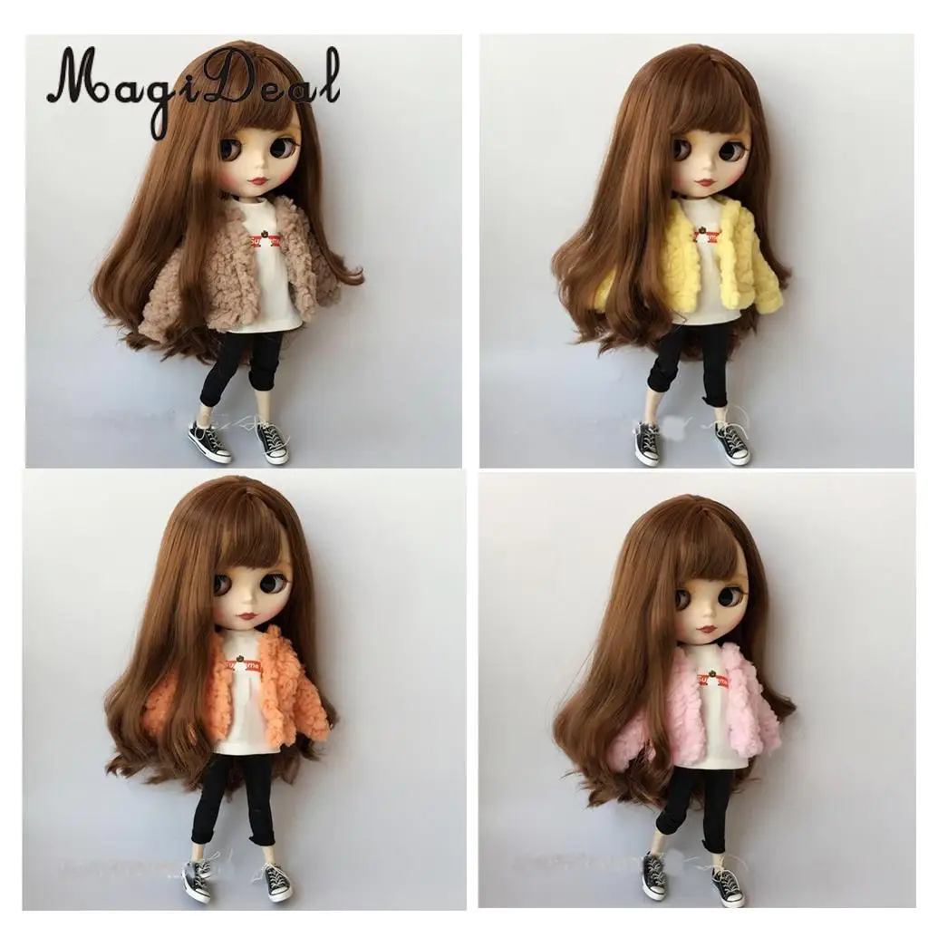 1/6 модное короткое плюшевое пальто без воротника для куклы Blythe зимняя одежда аксессуары
