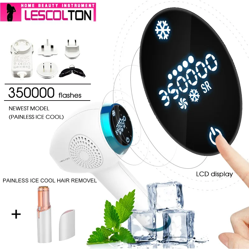 Эпилятор Lescolton Ice cool IPL, постоянное лазерное удаление волос с ЖК-дисплеем, лазерный триммер для бикини, фотоэпилятор - Цвет: T011C 2IN1 01