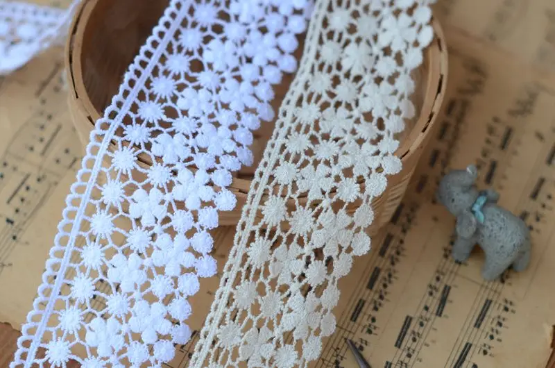 Hot sale Edge accessories beige white soluble cotton lace embroidery flowers H0501 | Дом и сад