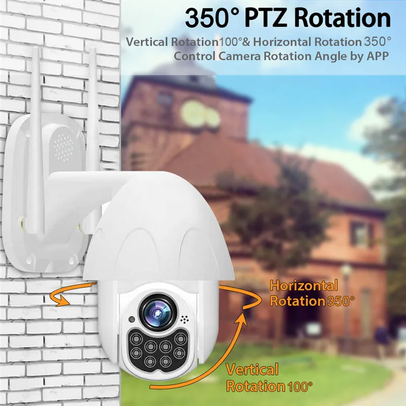 Наружная PTZ HD ip-камера безопасности беспроводная камера наблюдения 100ft камера ночного видения s поддержка 2,4G wifi профессиональная видеокамера