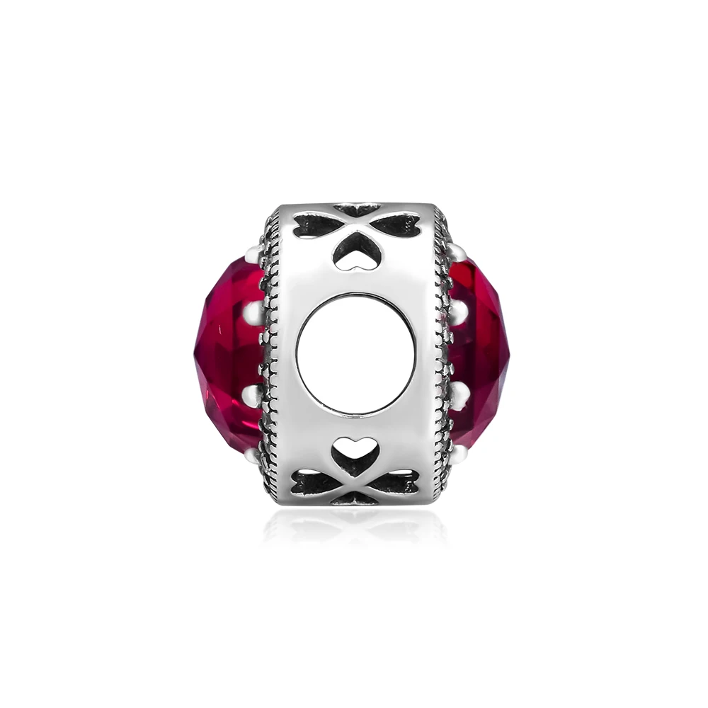 DIY Fits for Pandora Charms Bracelets Radiant Rose Heart Beads with Cerise CZ 100% 925 Sterling-Silver-Jewelry Free Shipping | Украшения и
