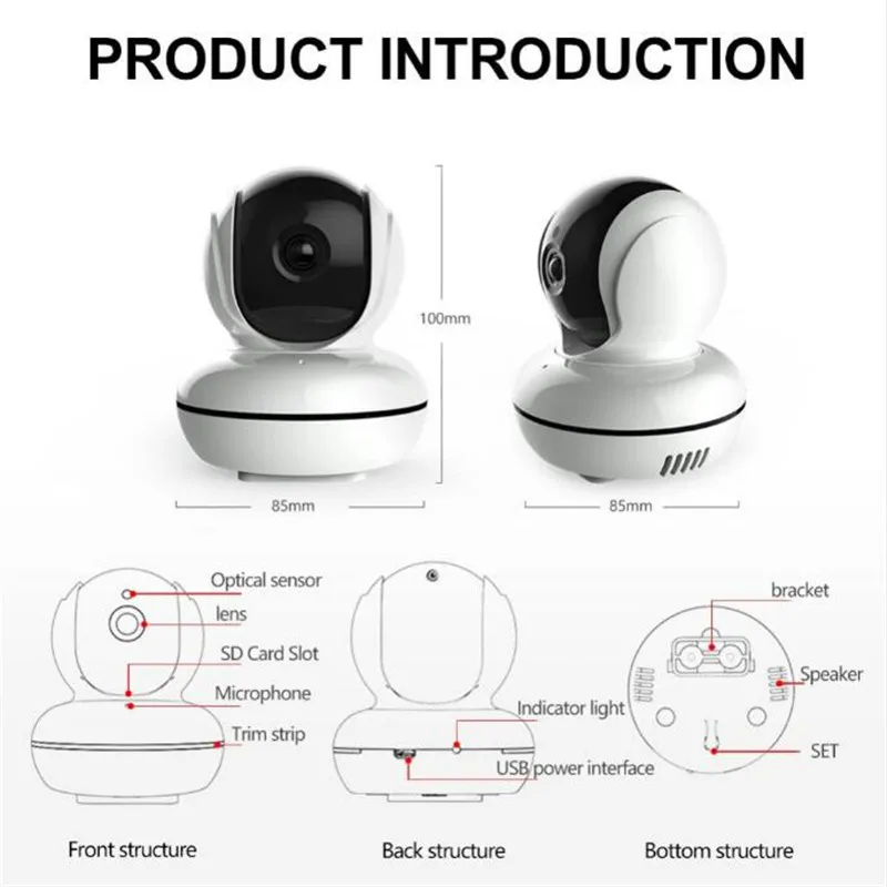 PLYMOTON инфракрасная ip-камера ночного видения 720 P двухсторонняя аудио беспроводная