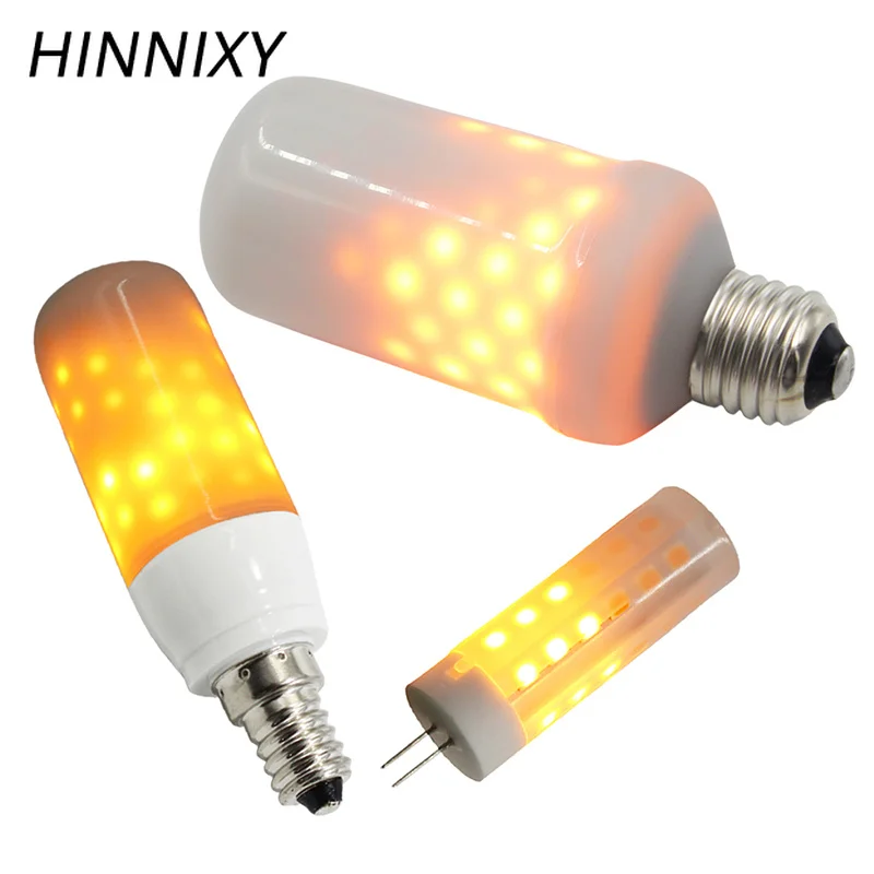 Hinnixy LED лампа пламени E27 E14 G4 огнеупорный эффект лампы 100в 220в 12В теплый белый 1300 к