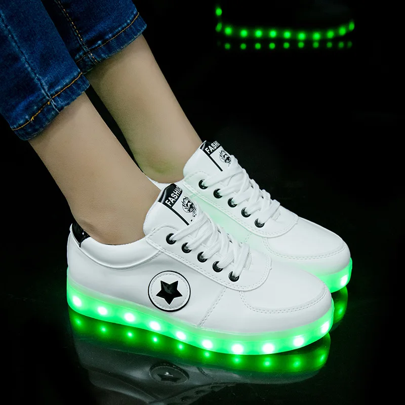 Size 30-44 Kids Luminous Sneakers for Girls Boys Women Shoes with Light LED Shoes with Luminous Sole Glowing Sneakers LED Shoes