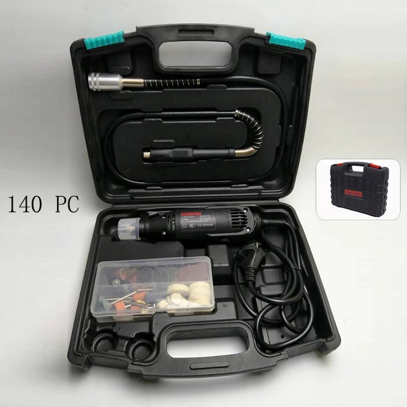 140pcs with Plastic Мини 220 В Электрическая дрель 0,3-3,2 мм Univrersal патрон гравировальная ручка Спиральные вращающиеся инструменты для дрели Dremel 3000 4000 электроинструменты - Цвет: 140pcs with Plastic