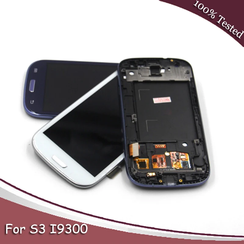 Сине белый ЖК дисплей для Galaxy S3 i9300 сенсорный экран дигитайзер с домашней кнопкой