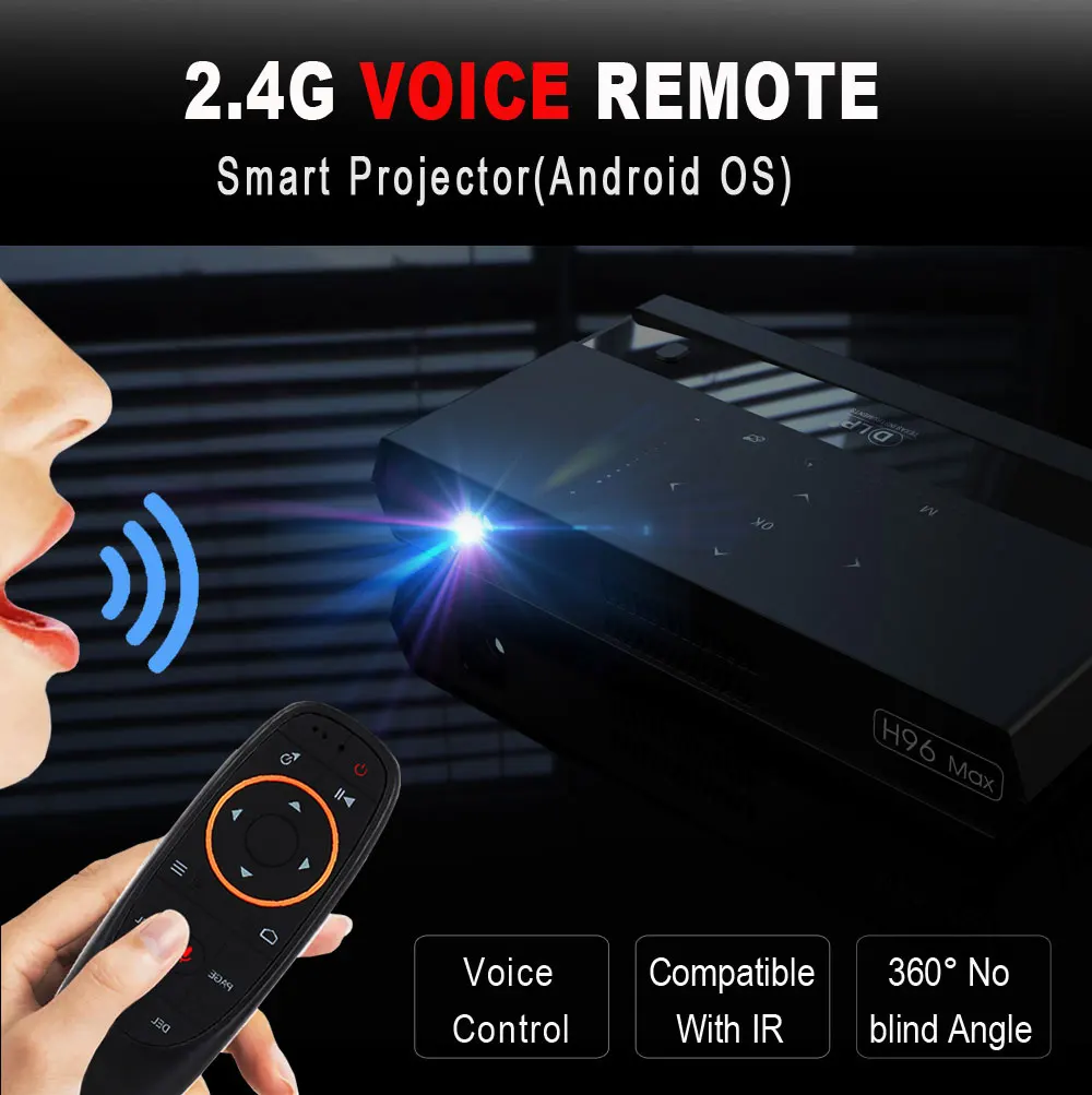 Портативный S912 h96 max проектор Octa Core 3D 4 K HD 2 ГБ+ 16 Гб Встроенный Android 6,0 WI-FI HD DLP светодиодный прожектор с bt динамик