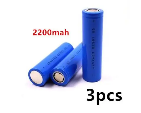 Icr18650 литиевая батарея 2200 mah 3,7 v литий-ионная аккумуляторная батарея pkcell 18650 batteria плоские батареи без защиты - Цвет: 3pcs