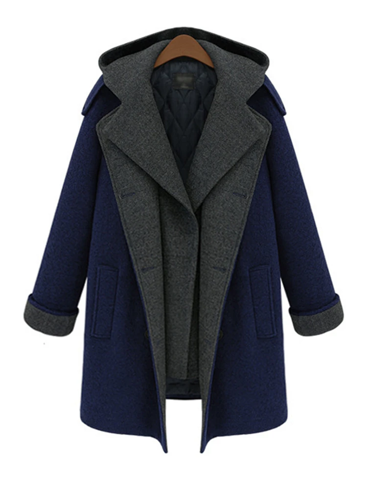 NXH толстый шерстяной Тренч Большие размеры женские пальто осень зима шерсть