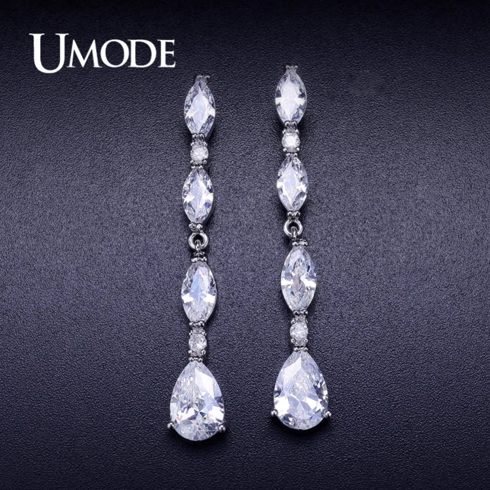 Женские винтажные длинные серьги UMODE свадебные с фианитами ювелирные изделия