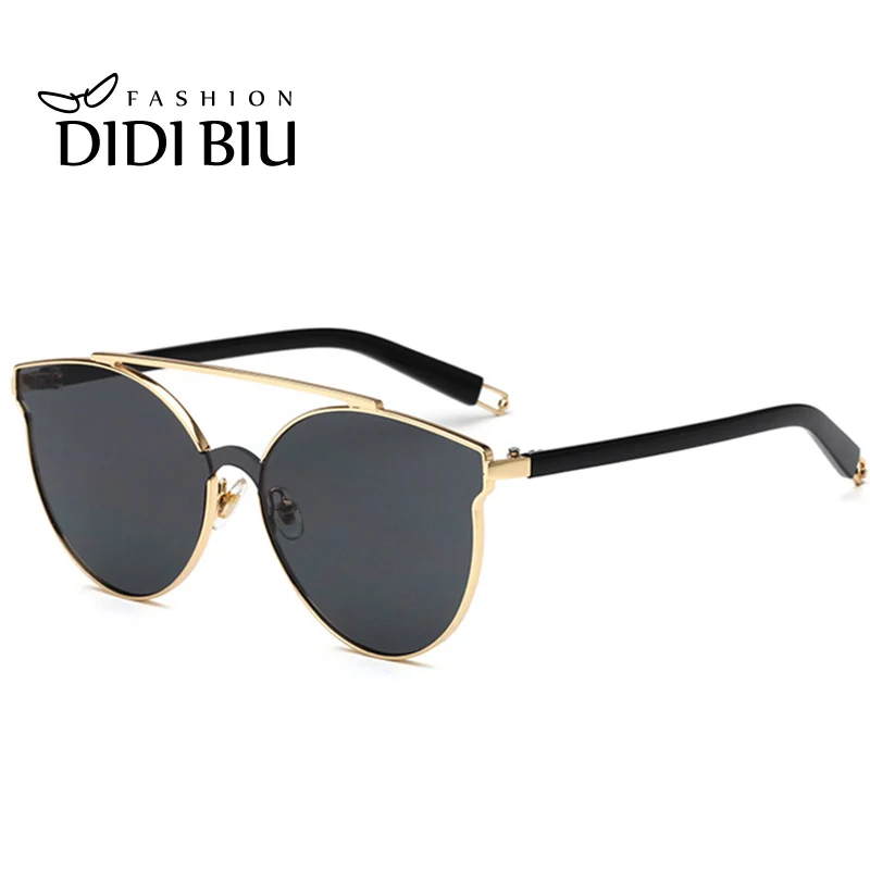 DIDI 2017 зеркальные солнцезащитные очки кошачий глаз для женщин и мужчин Плоские
