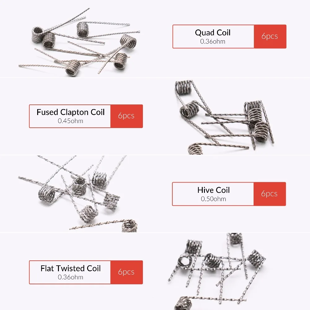 8 в 1 Катушка Volcanee Alien Клэптон Тигр Hive Quad Flat Twisted Fused Coil для электронной сигареты
