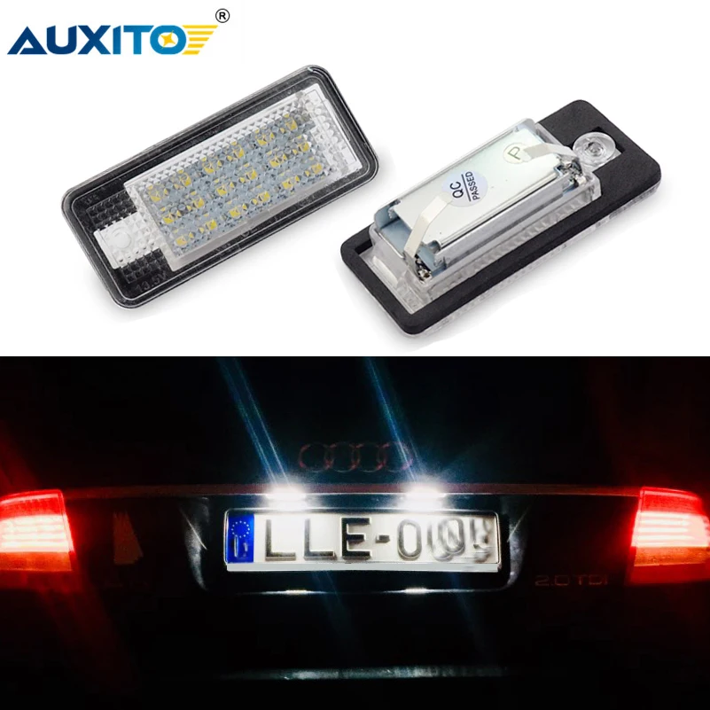 

AUXITO 2Pcs 12V Car LED License Number Plate Light Lamp For Audi A3 S3 A4 B6 B7 S4 A6 C6 S6 A8 S8 RS4 RS6 Q7 White Error Free