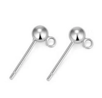 Platinum 2 пары 3 мм 4 мм S925 чистого серебра уха ногтей аксессуары DIY круглые серьги из бисера аксессуары оптом - Цвет: Platinum