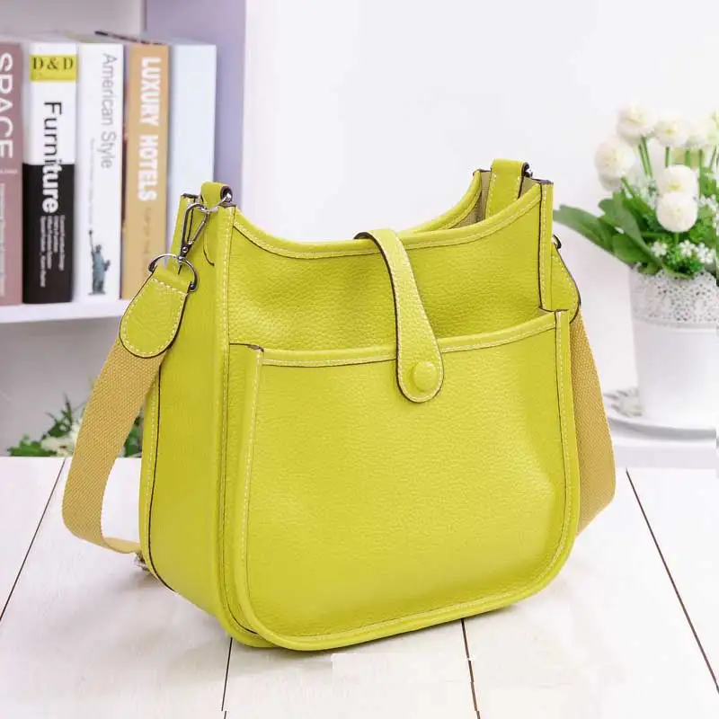 28cm Yellow LOYOMA, натуральная кожа, женская сумка-мешок, корова, настоящая кожа, сумки на плечо, Дамская ручная сумка, маленький кошелек с шарфом - Цвет: 28cm Yellow