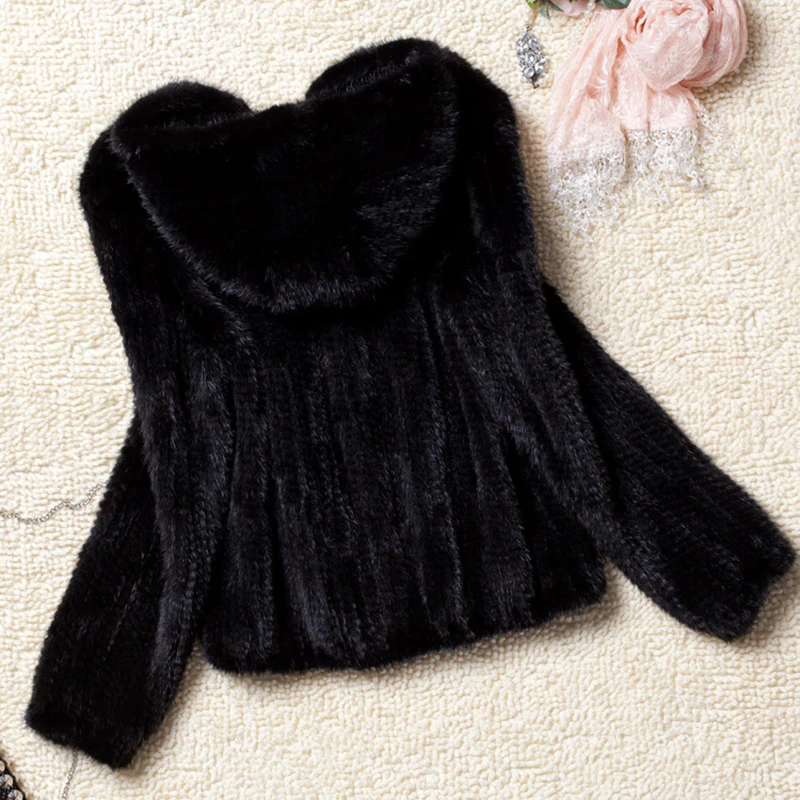 2019 Новинка реальные вязать норки Меховая куртка для женщин Большие размеры с