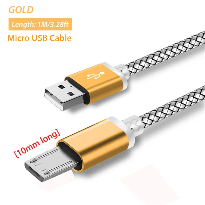 Gold Micro USB Cable 10 мм Длинный разъем Micro USB зарядный кабель для Doogee S60 X20/X30/X10 X5/Max/Pro Shoot 2 Oukitel K10000/K3/C8 адаптер кабель - Цвет: Gold Micro USB Cable