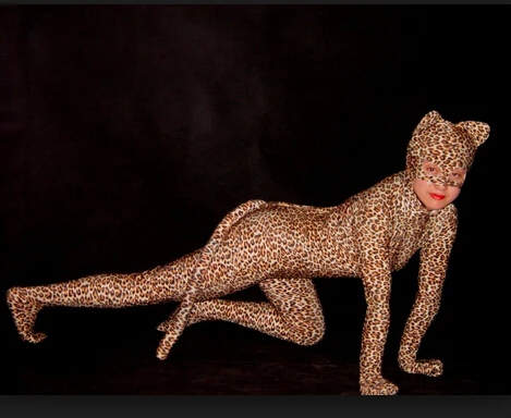 

(LP25) Leopard Spandex Tights Fetish Zentai Suit With Ears And Tail