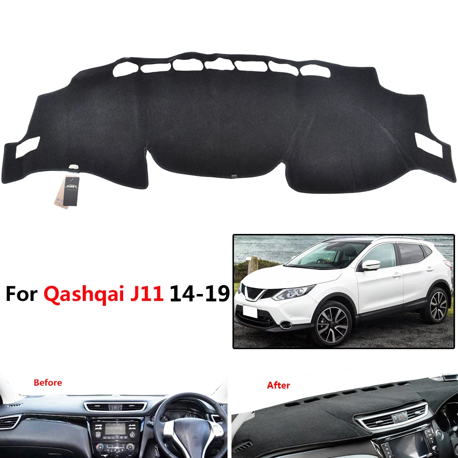 Qashqai-RHD 14-19 Автомобильный коврик для Nissan Qashqai Dualis Rogue Sport J10 J11 2006- коврик для приборной панели защитный лист ковер Стайлинг - Название цвета: Qashqai-RHD 14-19