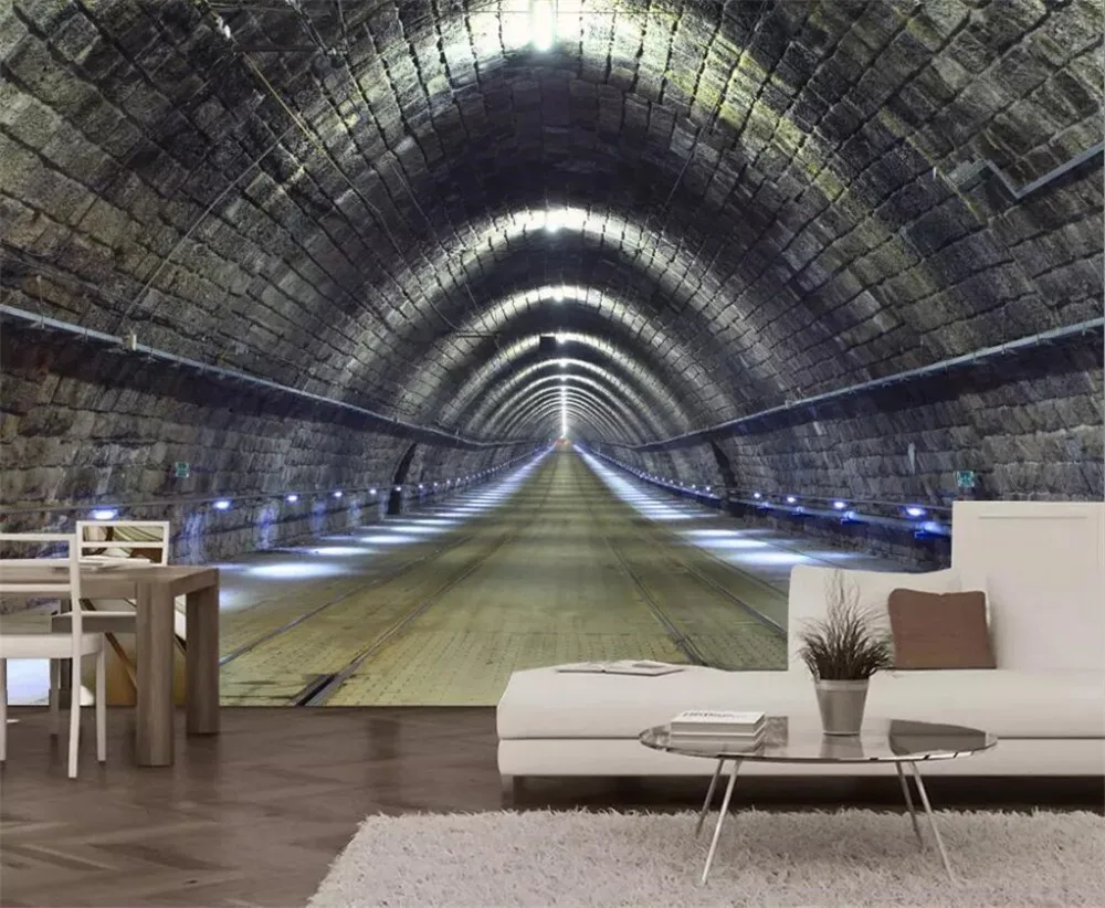 

beibehang Custom mural 3d photo wallpaper 3d papel de parede extension space wallpaper time tunnel restaurant background murals