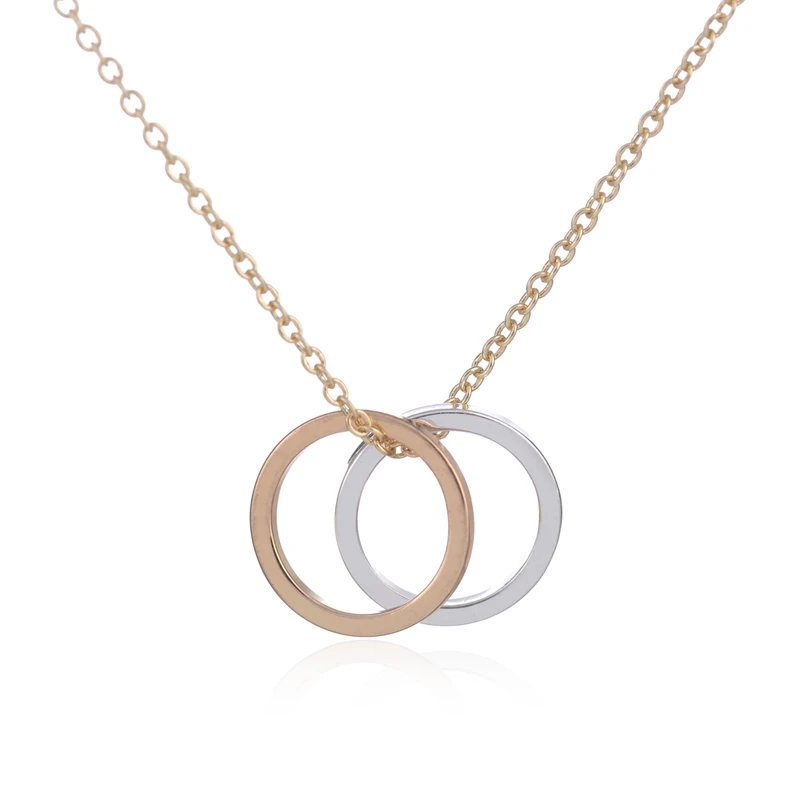 Цепочка с подвеской в виде двух колец для женщин ожерелье кулоном лучших друзей