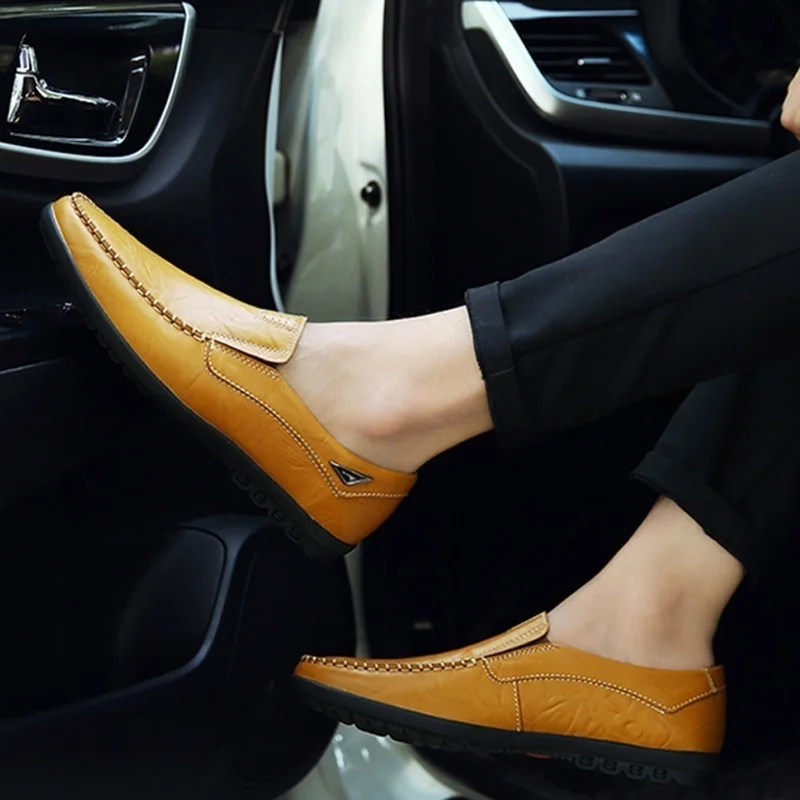 Мужская повседневная кожаная обувь для вождения деловая офисная большие размеры