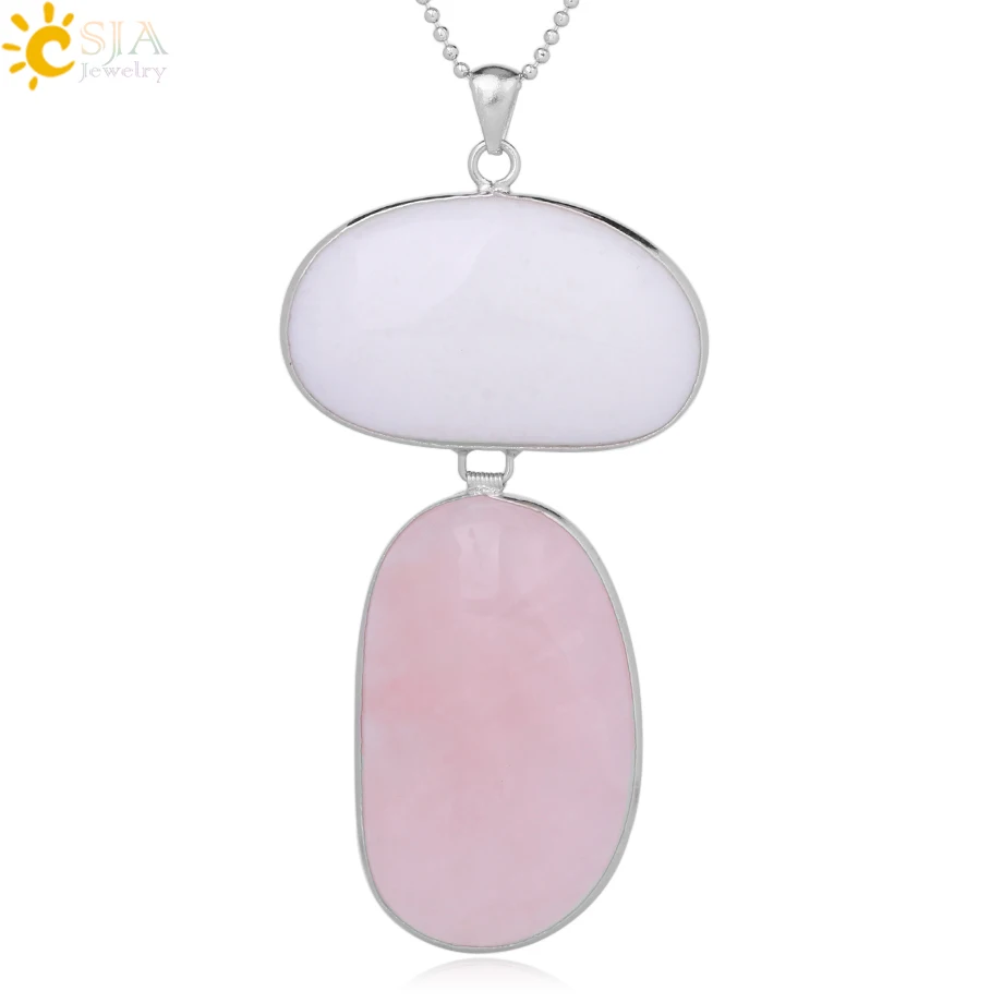 Женское ожерелье с подвеской CSJA подвеска из двух камней овальной формы медной