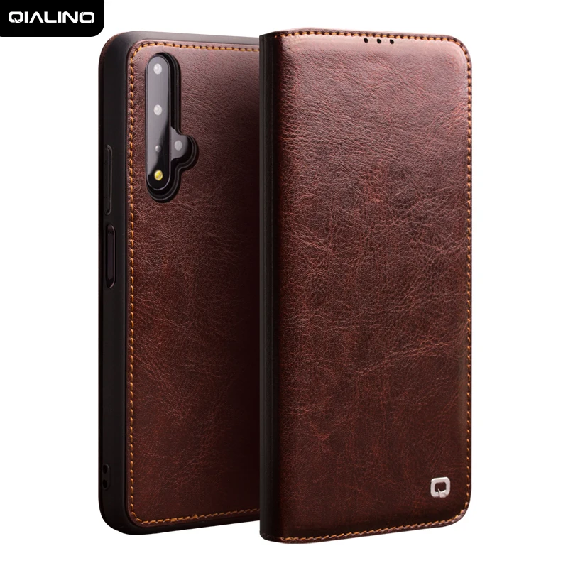 

QIALINO роскошный флип-чехол из натуральной кожи для Huawei Honor 20, чехол ручной работы со слотом для карты для Honor 20 Pro, 6,26 дюйма