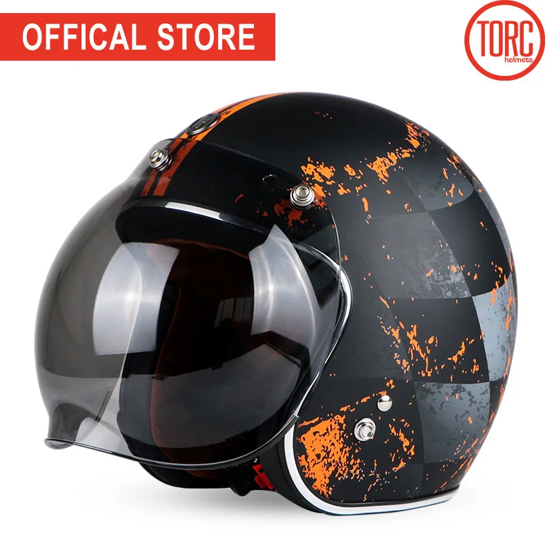 TORC moto rcycle шлем винтажный с открытым лицом пузырьковый козырек moto rbike moto cross jet Ретро шлем capacete DOT T50 moto шлем - Цвет: Victory Bubble Visor