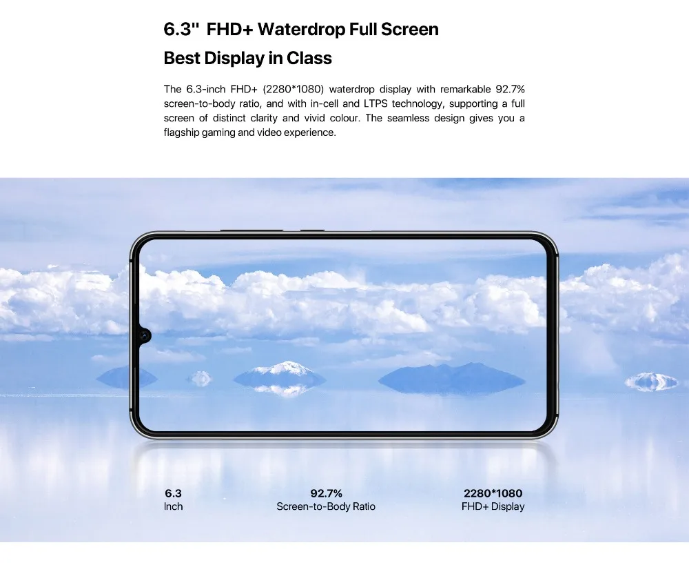 Глобальная версия UMIDIGI A5 PRO 16 МП Тройная камера двойной 4G мобильный телефон 4 ГБ 32 ГБ 6,3 'FHD Android 9,0 Восьмиядерный 4150 мАч смартфон