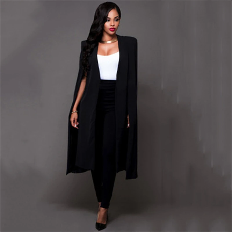 Женское длинное шерстяное платье-Тренч черное приталенное платье-ветровка с