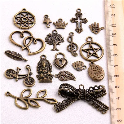 Antique Bronze 20 шт винтажные металлические 3 цвета смешанные размеры случайный 20-200 стильные подвески кулон для самостоятельного изготовления ювелирных изделий ювелирные изделия ручной работы - Окраска металла: Antique Bronze