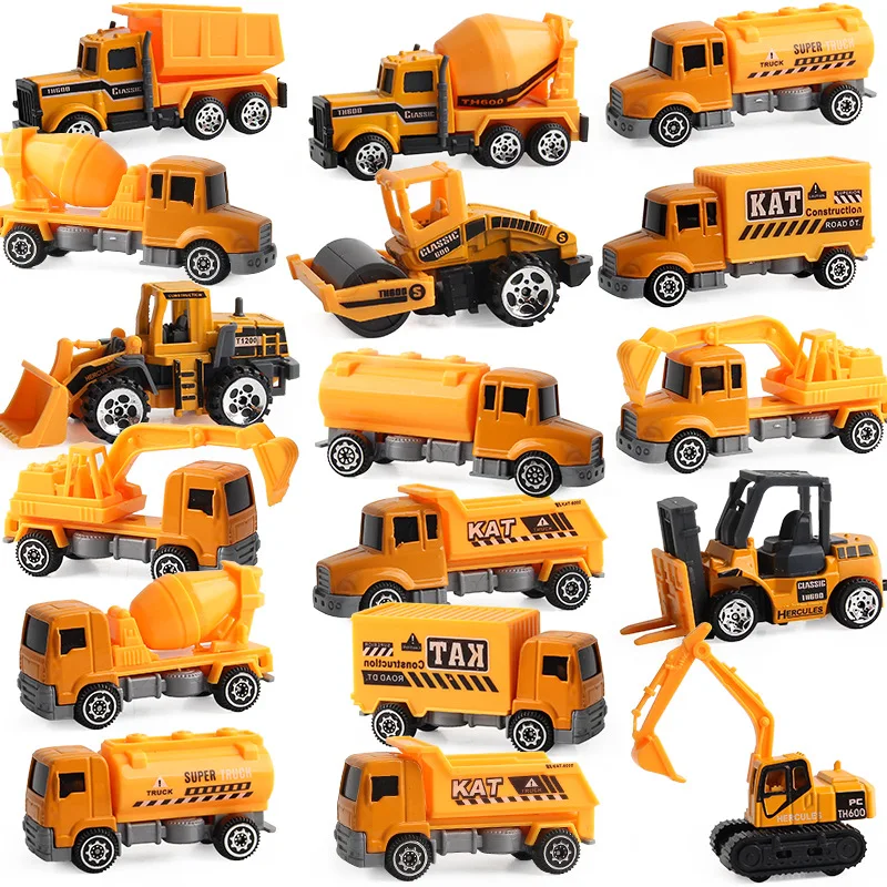 

4 типа литых под давлением строительных автомобилей, мини Инженерная машина, самосвал, модель грузовика, Классические игрушки для мальчиков...