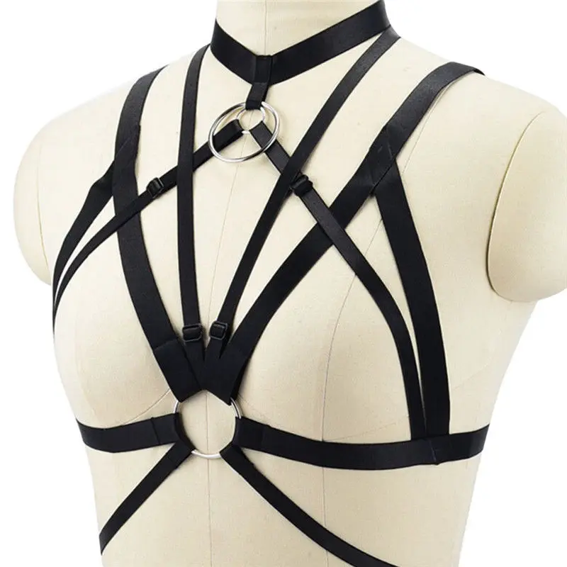 Сексуальный бюстгальтер на подтяжках в стиле панк для свадьбы кожаный