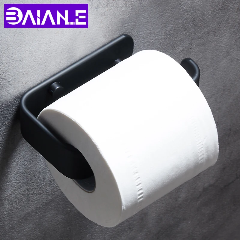 

Toilet Paper Holder Black Aluminum Creative Bathroom Roll Paper Holder Decorative Paper Towel Holders Wall Mounted WC Paper Rack