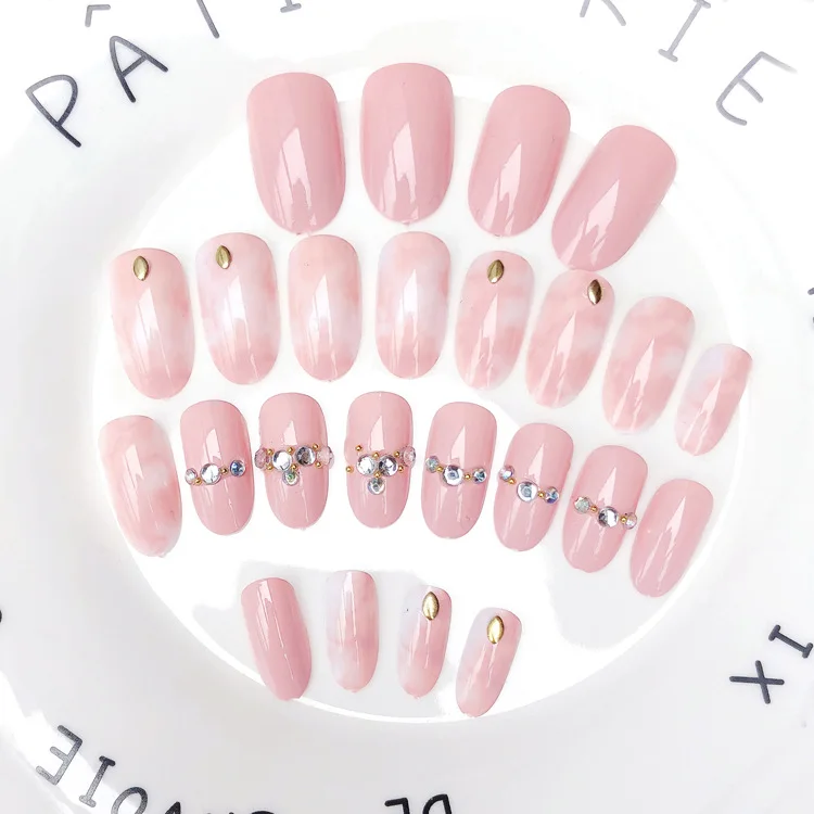 24 Pcs Pink Fake Nails Acrylic Gel French Nail Salon False Tips Makeup Tools Women Art# | Красота и здоровье