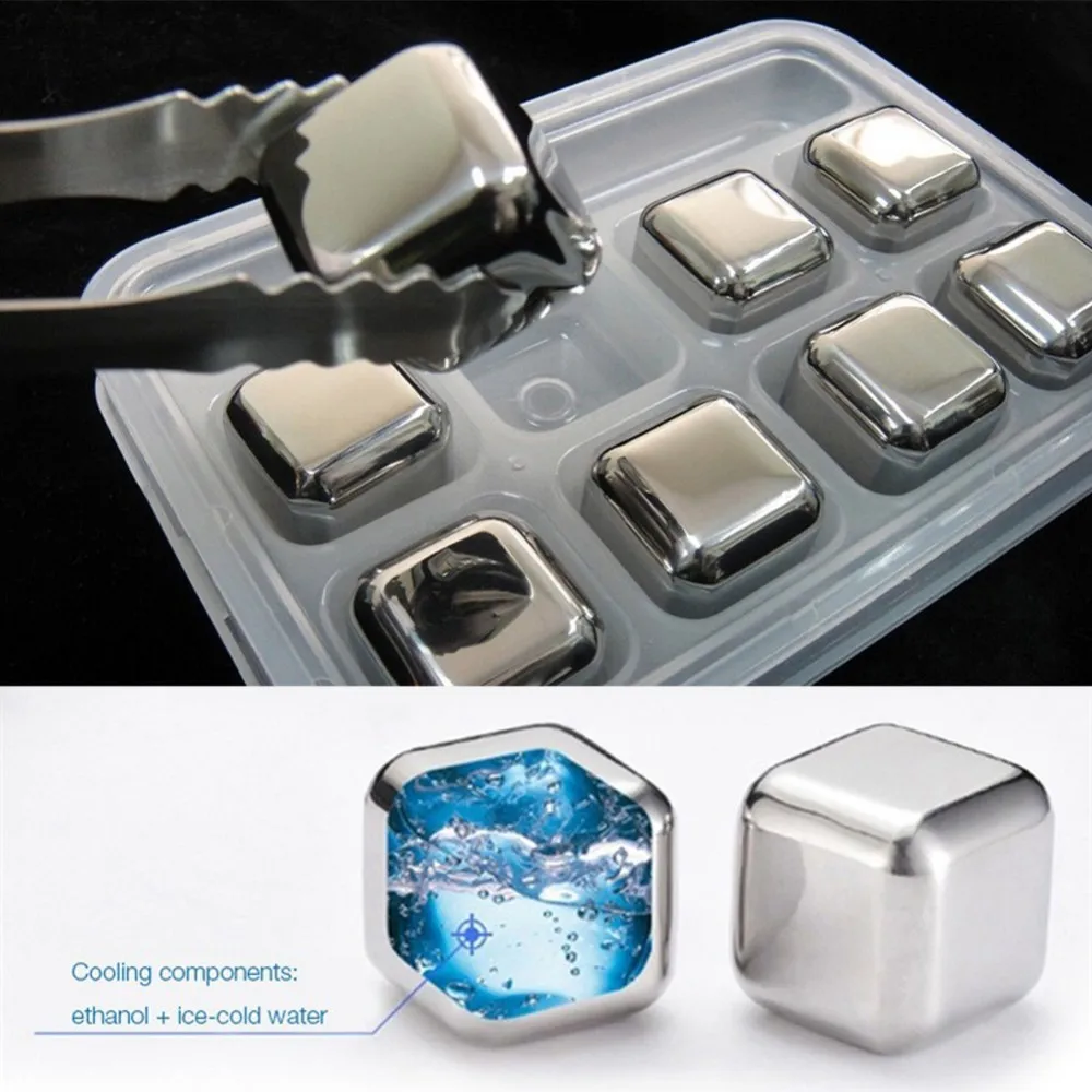 

Stainless Steel Wisky Champagne Ice Cube Stones Wine Beer Candy Bar KTV Supplies Glacier Cooler Rocks Holder Chiller Tool