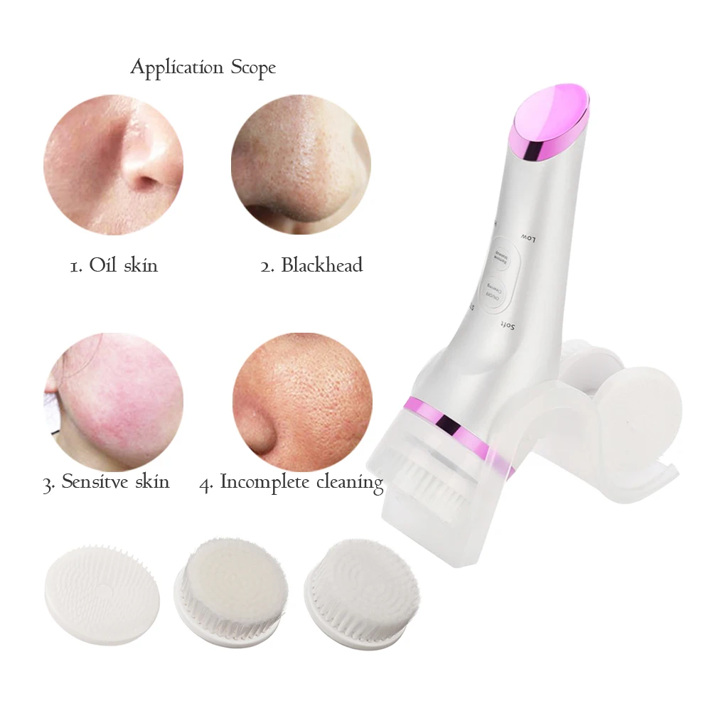 

Ультразвуковая щетка для лица 3 в 1, щетка для макияжа, вибрирующий массаж, силиконовая щетка для лица, водонепроницаемые инструменты для очи...