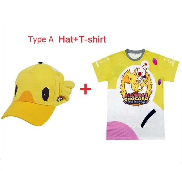 Tshirt and A hat FF15 Moogle Chocobo футболка шапки Final Fantasy XV ноктис люцис кэлум карнавальные футболки мужская рубашка с коротким рукавом повседневные футболки - Цвет: Tshirt and A hat