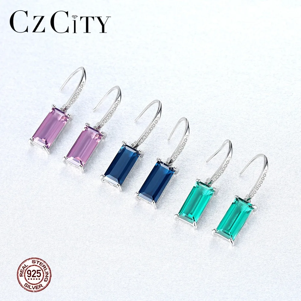 CZCITY Изысканный 925 Висячие серьги из серебра пробы для Для женщин обувь на выход