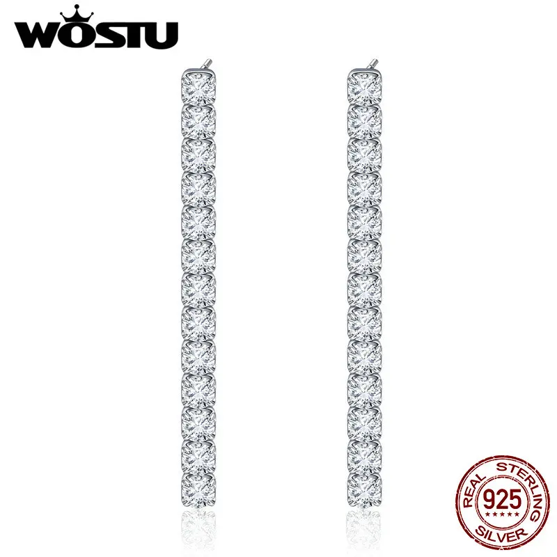WOSTU Новое поступление 100% Стерлинговое Серебро 925 пробы блестящие серьги гвоздики