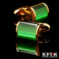 kflk jewelry 2020 shirt cufflink for mens brand cuff button wedding green cuff links high quality gold abotoaduras jewelry
