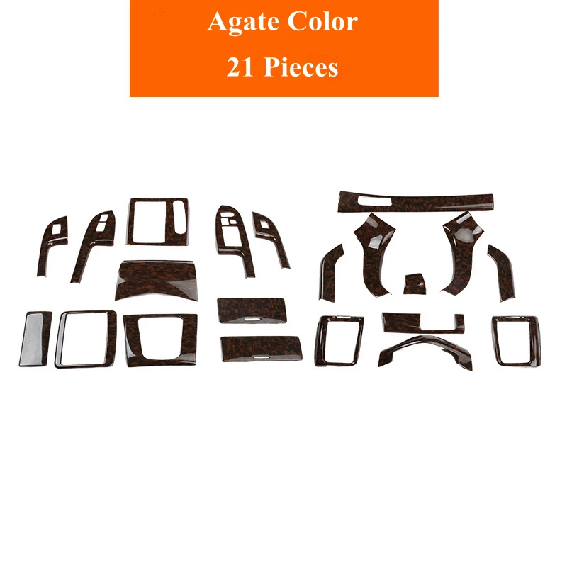 21cs Agate Color 11 шт./компл., АБС-пластик, Автомобильный интерьер древесины Цвет крышка наклейки отделкой Панель комплект Подходит для Honda Accord 2003-2007 7th поколения - Название цвета: 21cs Agate Color