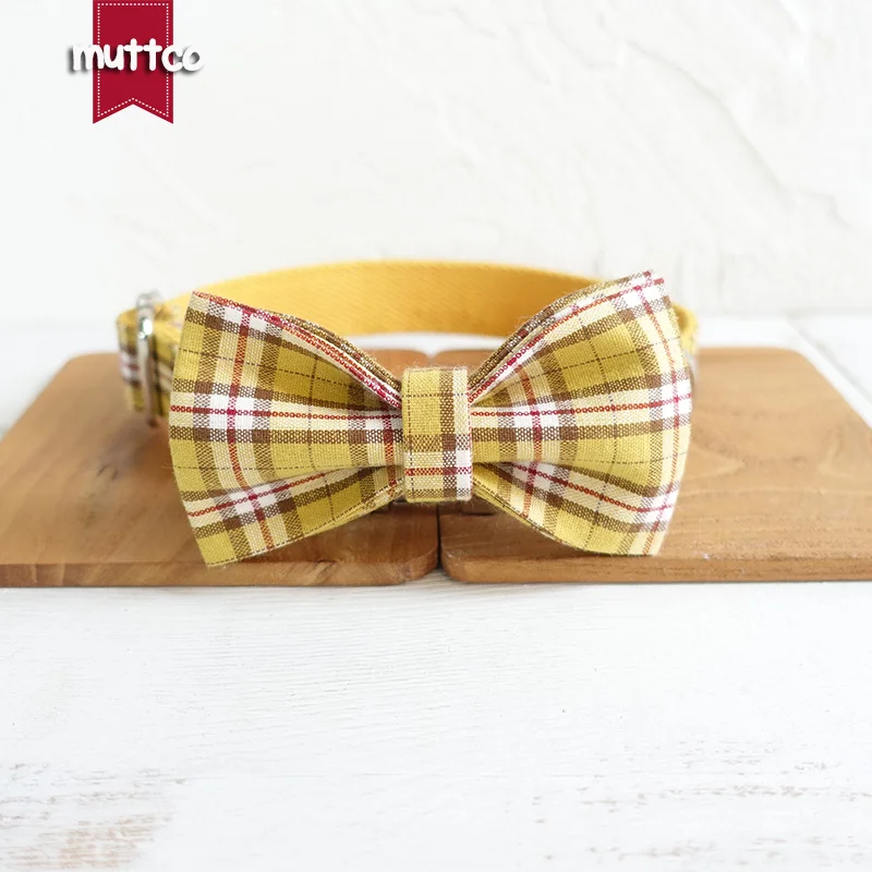 50pcs/lot MUTTCO wholesale stout durable soft dog collars handmade cotton and nylon THE LEMON PLAID 5 sizes UDC057 | Дом и сад