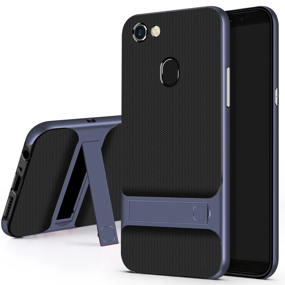 Royce Navy Чехол на заднюю панель мобильного телефона противоударный для OPPO F5 OPPOF5 силиконовый чехол 3D подставка держатель TPU PC Hybrid 360 полный защитный чехол сумка - Цвет: Royce Navy