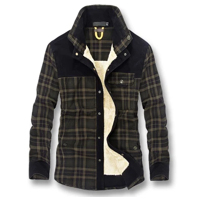 Army Green ISurvivor мужские осенние зимние плотные флисовые клетчатые рубашки Camisa Masculina, мужская повседневная модная облегающая зимняя рубашка большого размера - Цвет: Army Green
