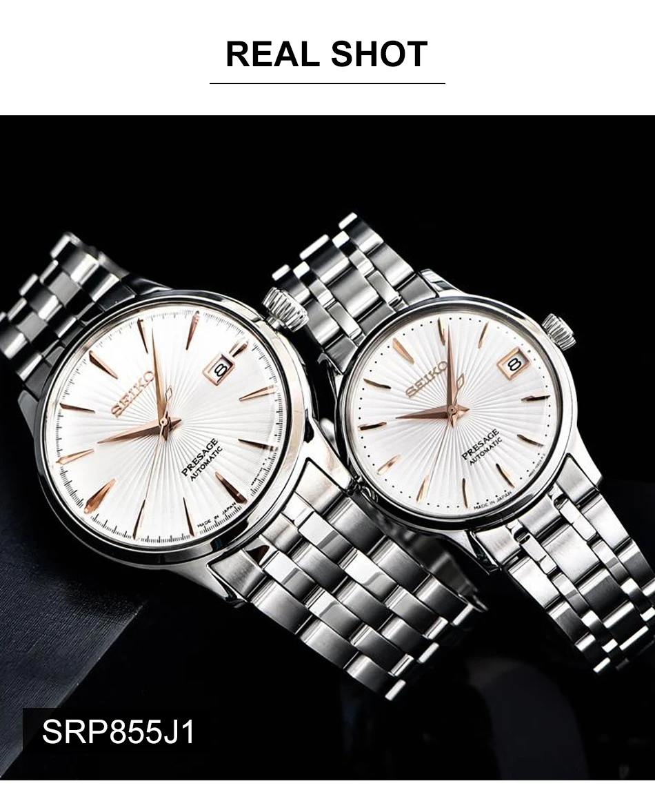 Оригинальные женские часы Seiko, серия Presage, 5 бар, водонепроницаемые, Деловые женские часы, кожаный ремешок из нержавеющей стали, глобальная гарантия